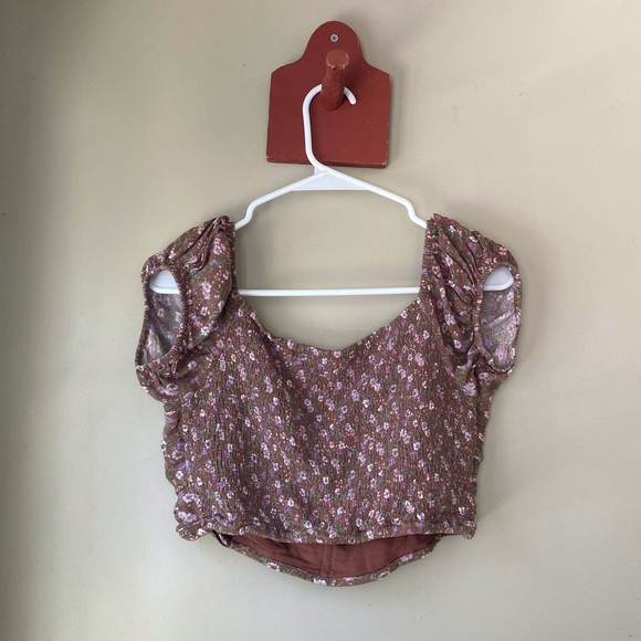 Aeropostale Brown Floral Crop Top M - Picture 5 of 6